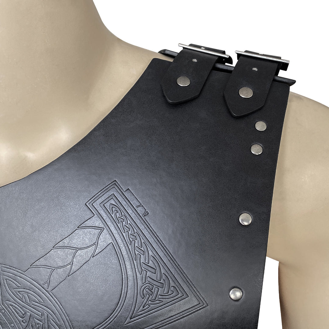 WorldNorse Wikinger Axt Mjölnir Lederweste Brustpanzer