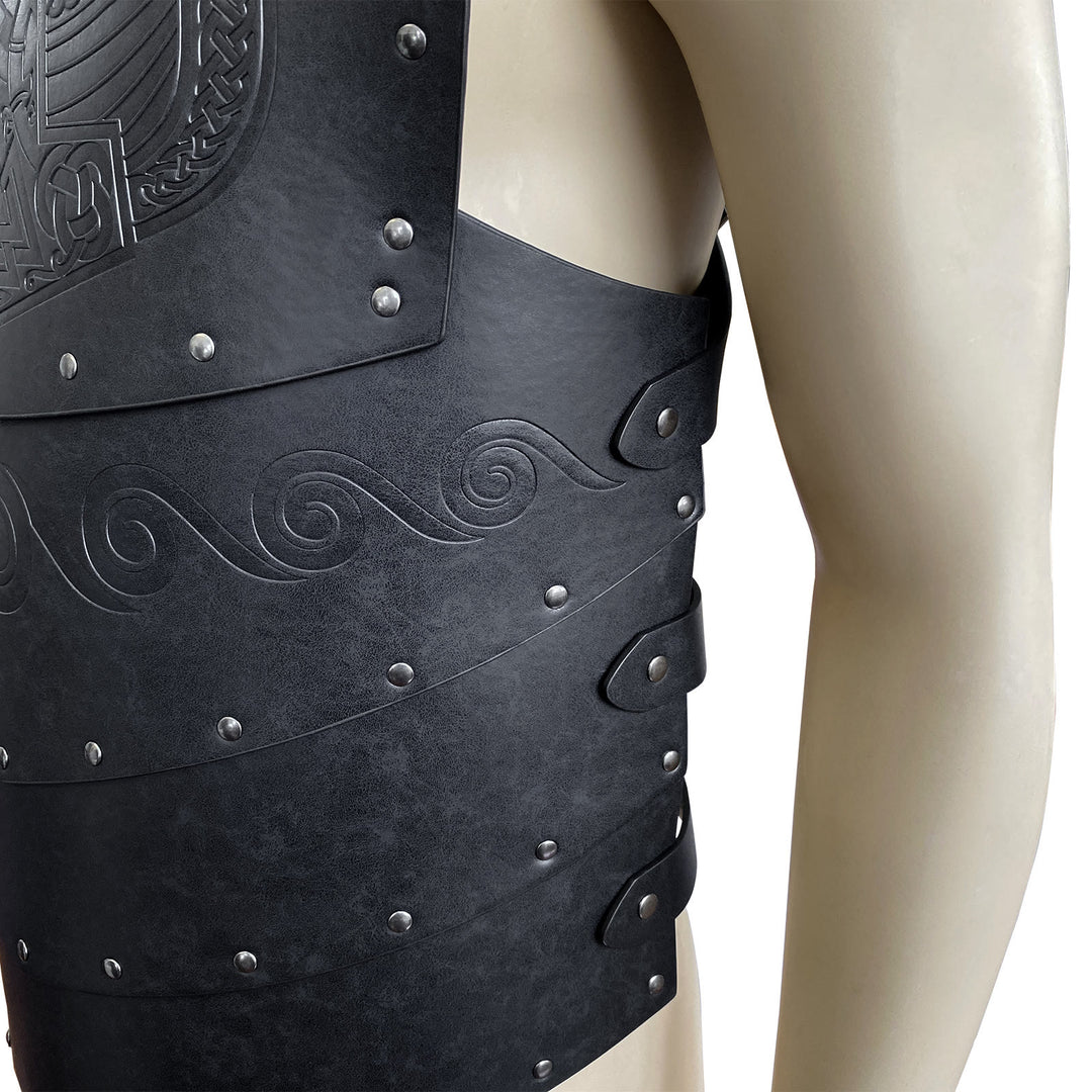 WorldNorse Wikinger Axt Mjölnir Lederweste Brustpanzer