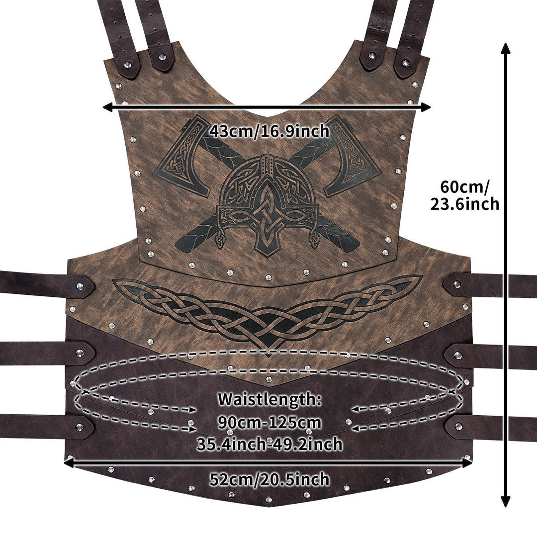 WorldNorse Wikinger Axt Mjölnir Lederweste Brustpanzer