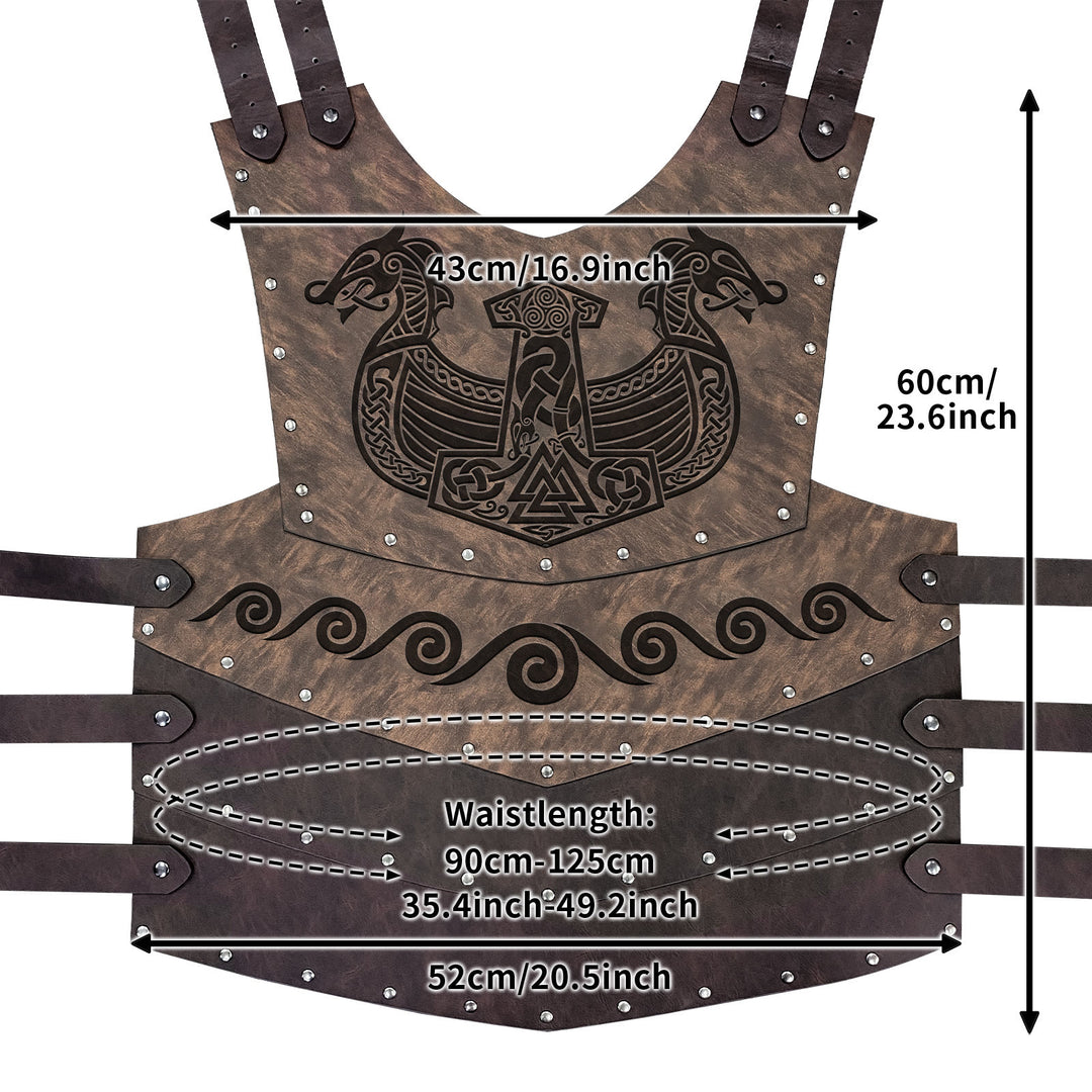 WorldNorse Wikinger Axt Mjölnir Lederweste Brustpanzer