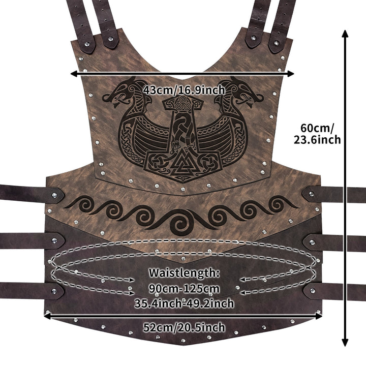 WorldNorse Wikinger Axt Mjölnir Lederweste Brustpanzer
