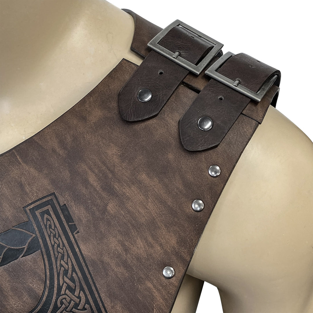 WorldNorse Wikinger Axt Mjölnir Lederweste Brustpanzer