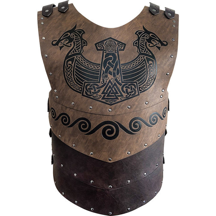 WorldNorse Wikinger Axt Mjölnir Lederweste Brustpanzer