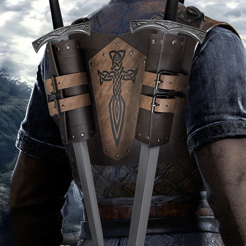 WorldNorse Keltischer Knoten Schwertscheide aus Leder mit Rückseite - Braun - image 0