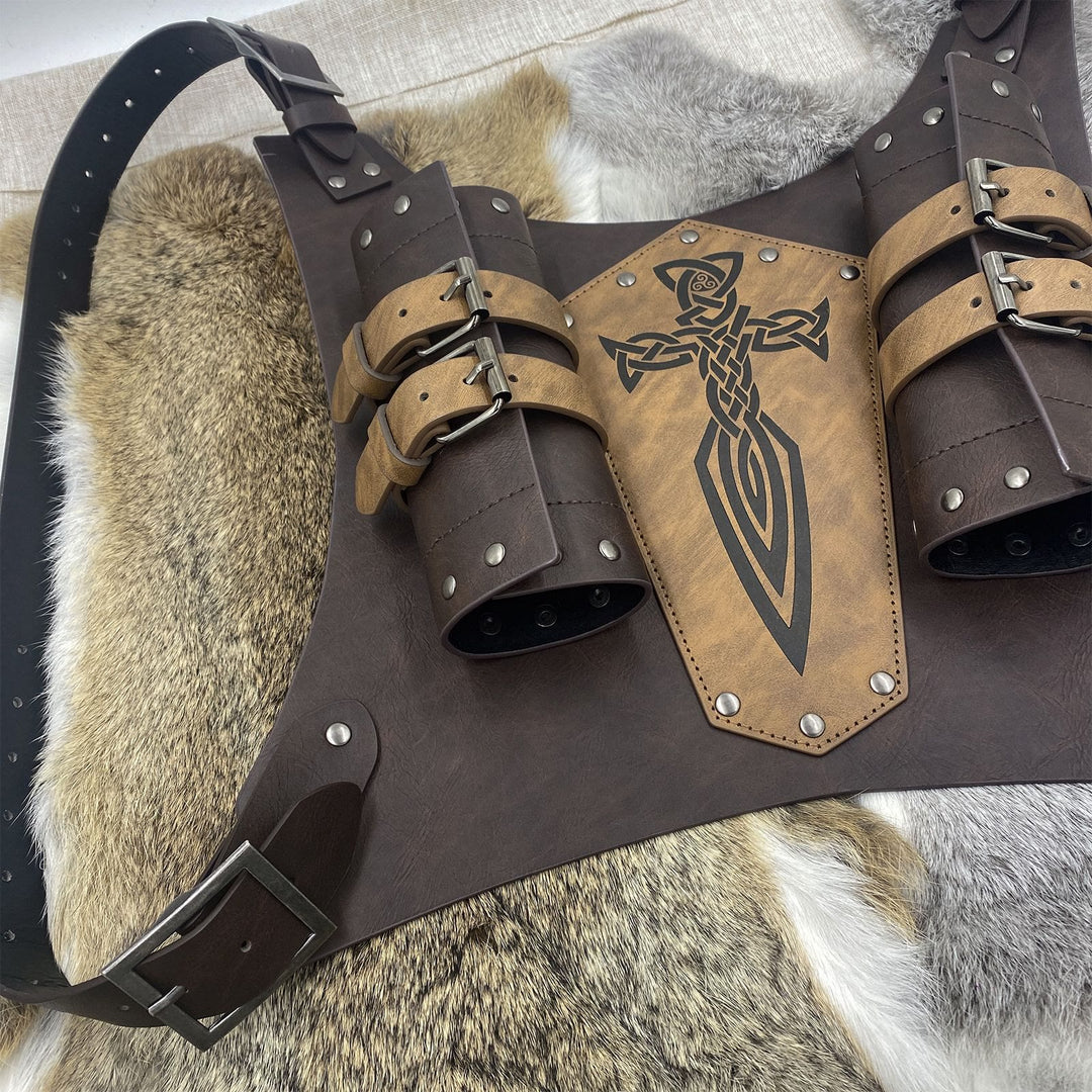 WorldNorse Keltischer Knoten Schwertscheide aus Leder mit Rückseite