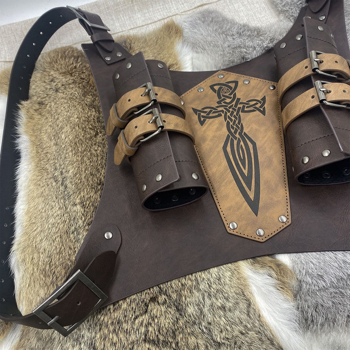 WorldNorse Keltischer Knoten Schwertscheide aus Leder mit Rückseite