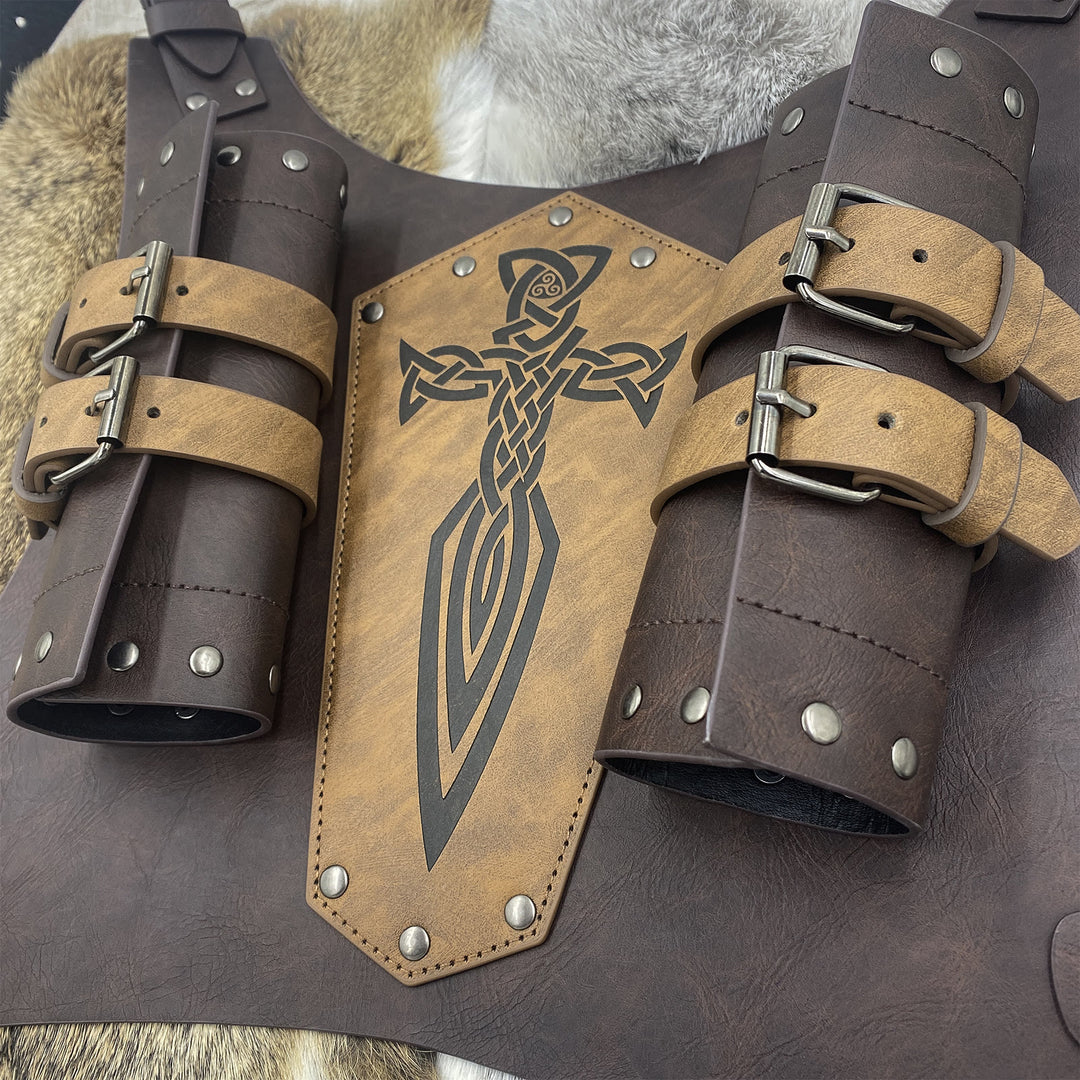 WorldNorse Keltischer Knoten Schwertscheide aus Leder mit Rückseite - image 2