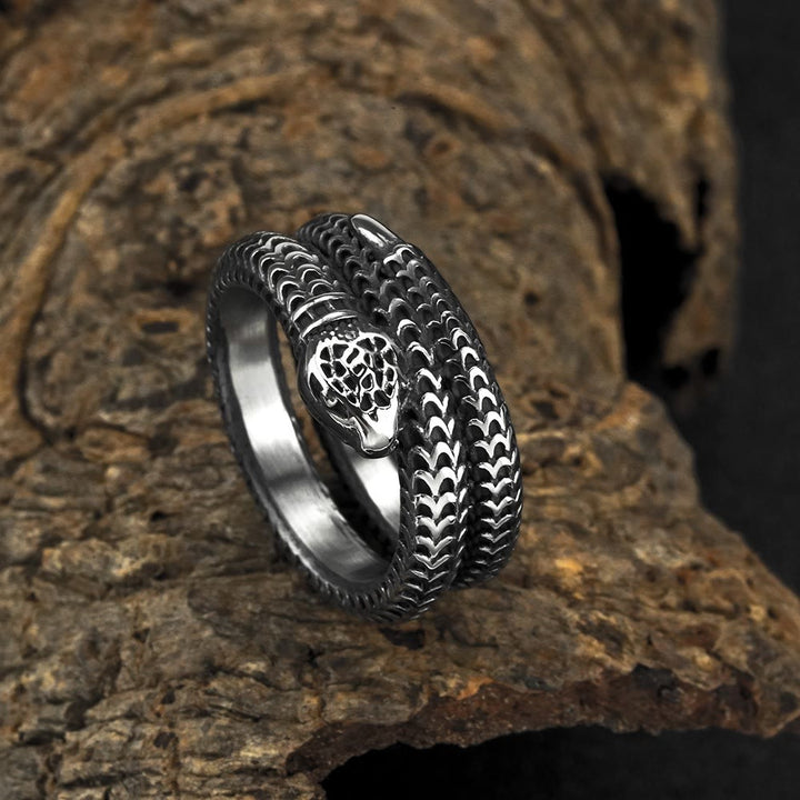 WorldNorse Schlangenkönig Spiralring aus Titanstahl