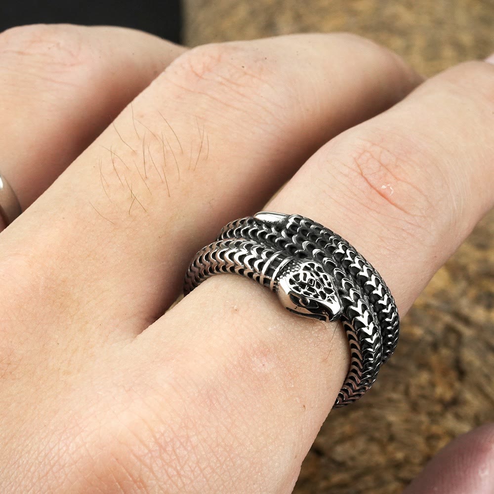WorldNorse Schlangenkönig Spiralring aus Titanstahl