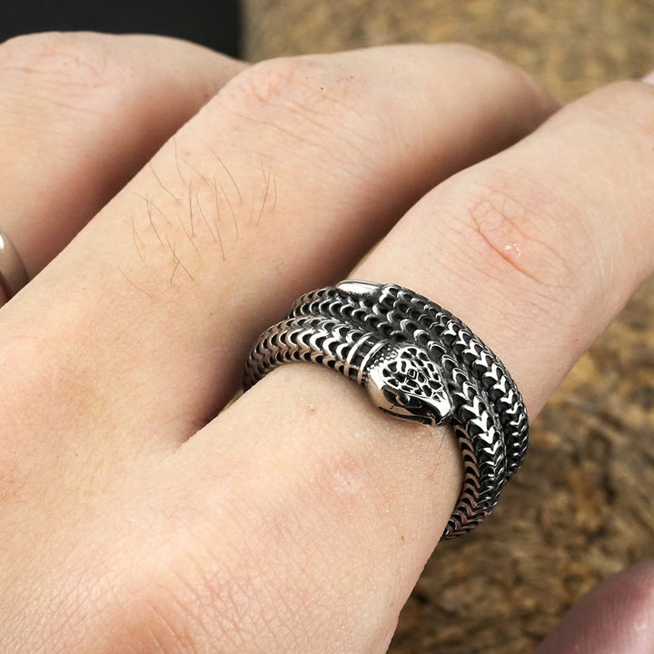 WorldNorse Schlangenkönig Spiralring aus Titanstahl