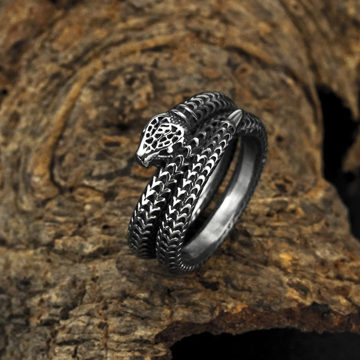 WorldNorse Schlangenkönig Spiralring aus Titanstahl