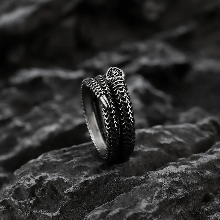 WorldNorse Schlangenkönig Spiralring aus Titanstahl