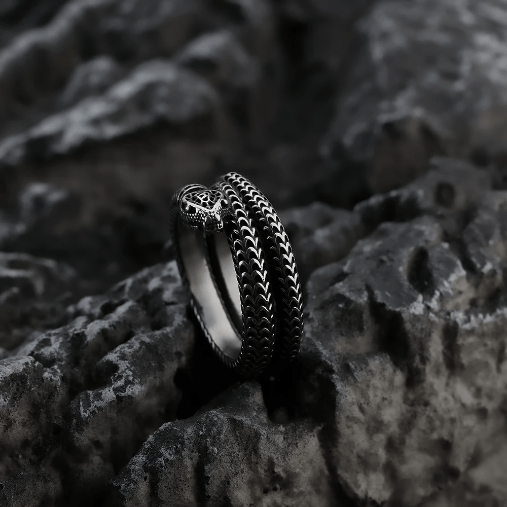 WorldNorse Schlangenkönig Spiralring aus Titanstahl