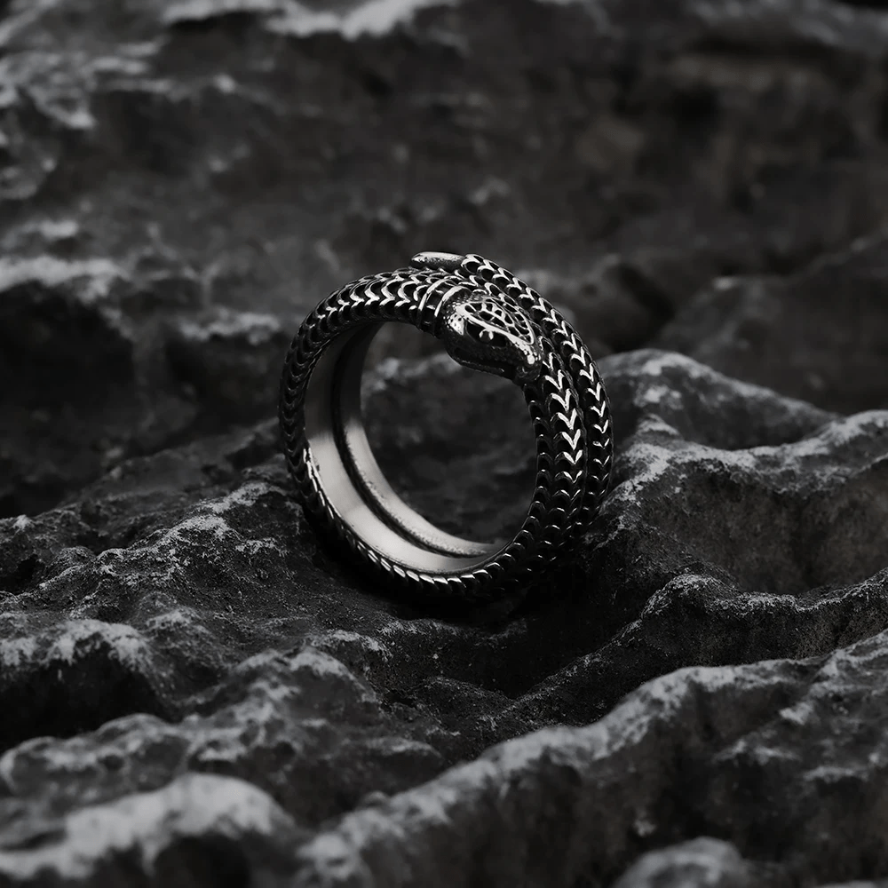 WorldNorse Schlangenkönig Spiralring aus Titanstahl