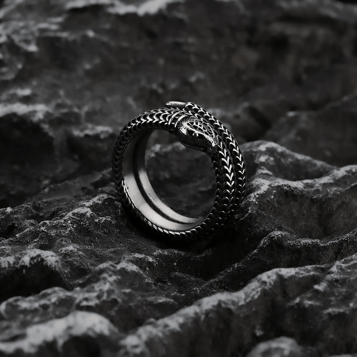 WorldNorse Schlangenkönig Spiralring aus Titanstahl