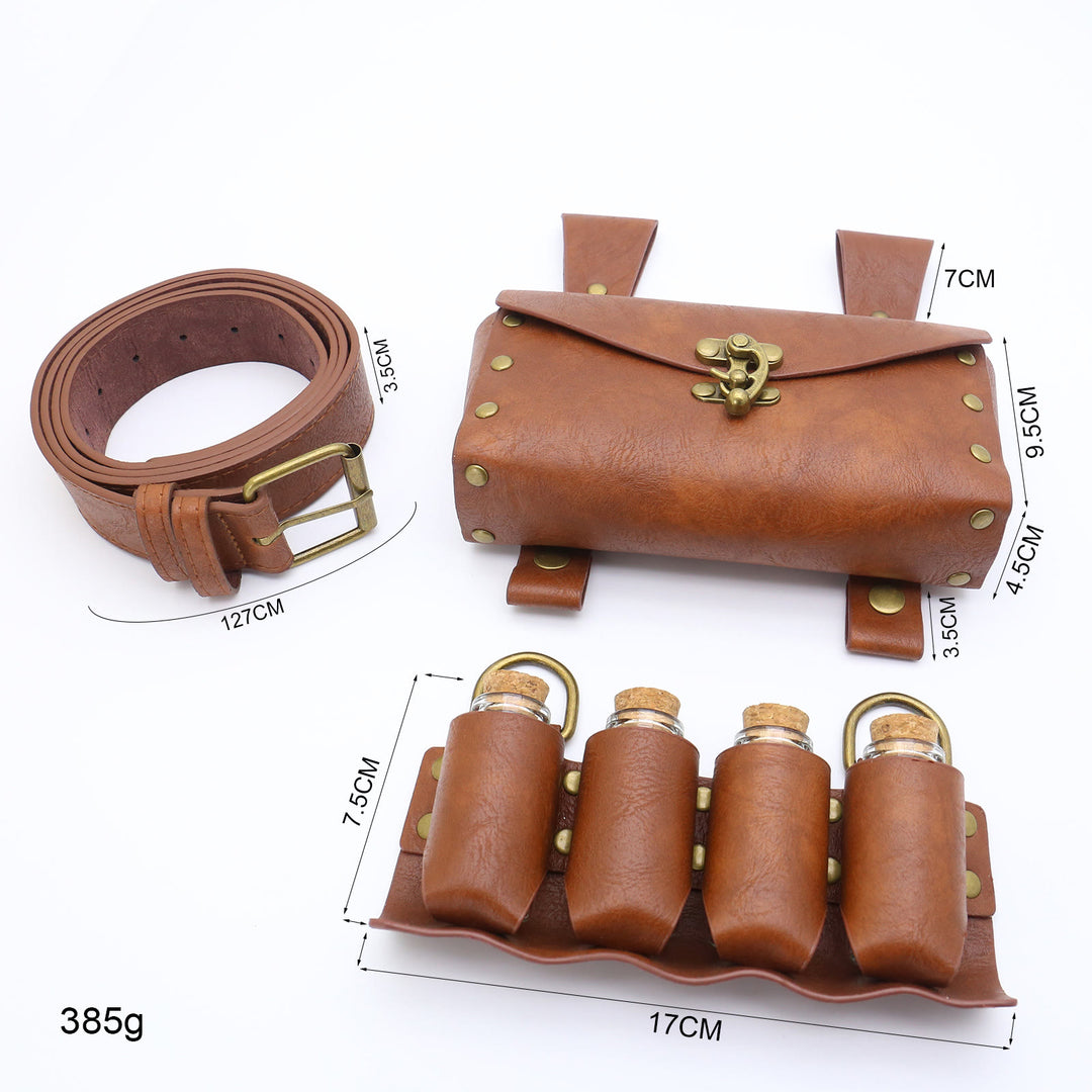 WorldNorse Mittelalterliche Gürteltasche aus Leder mit Hexenmotiv