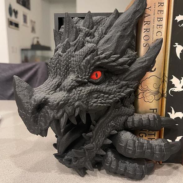 WorldNorse Dekorative Buchstütze mit Drachenmotiv aus Kunstharz