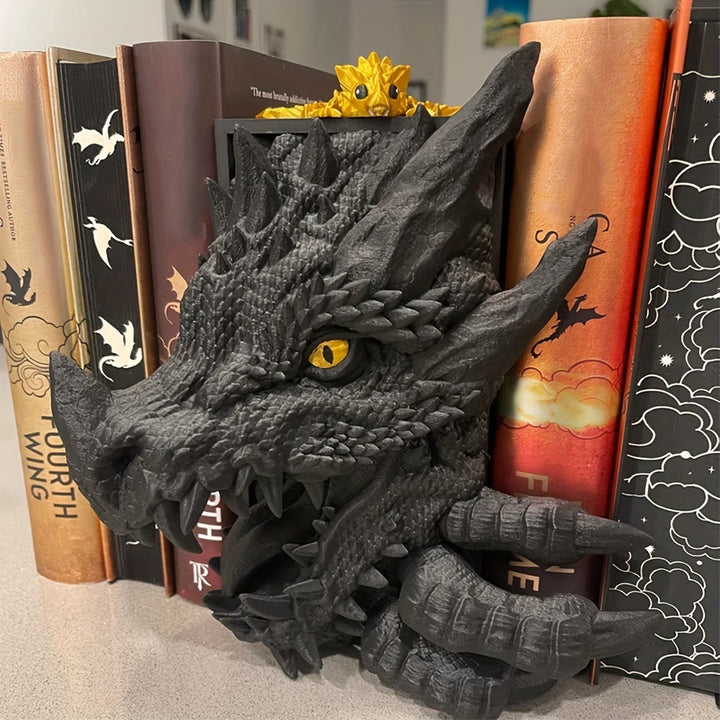 WorldNorse Dekorative Buchstütze mit Drachenmotiv aus Kunstharz