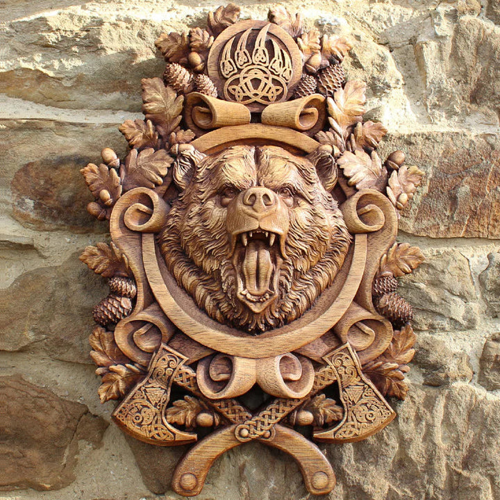 WorldNorse Wikinger Bär -Schnitzerei-Wanddekoration