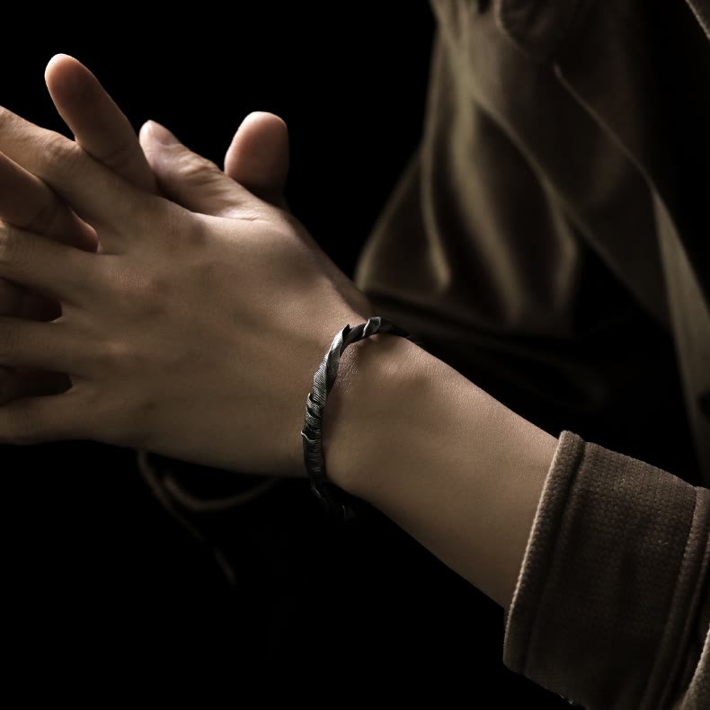 WorldNorse Vintage Feder Offenes Armband