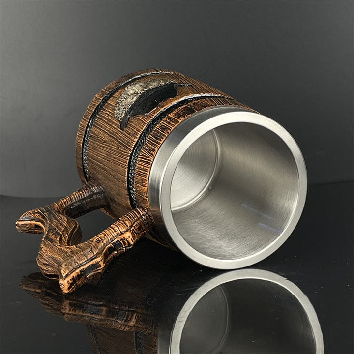 WorldNorse Tasse mit Löwe, Wikinger Bär, Holzfinish