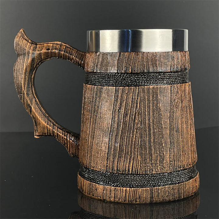 WorldNorse Tasse mit Löwe, Wikinger Bär, Holzfinish