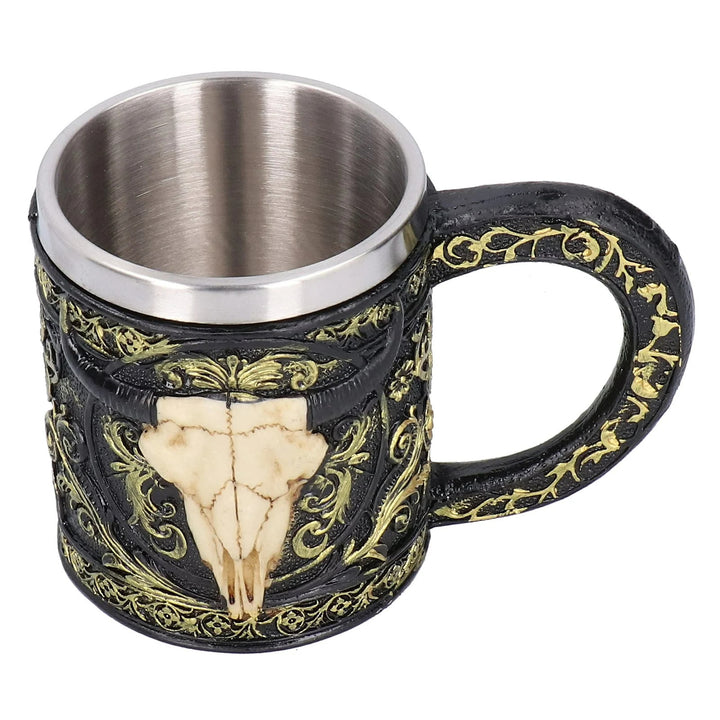 WorldNorse Krug mit geschnitztem Stierschädel