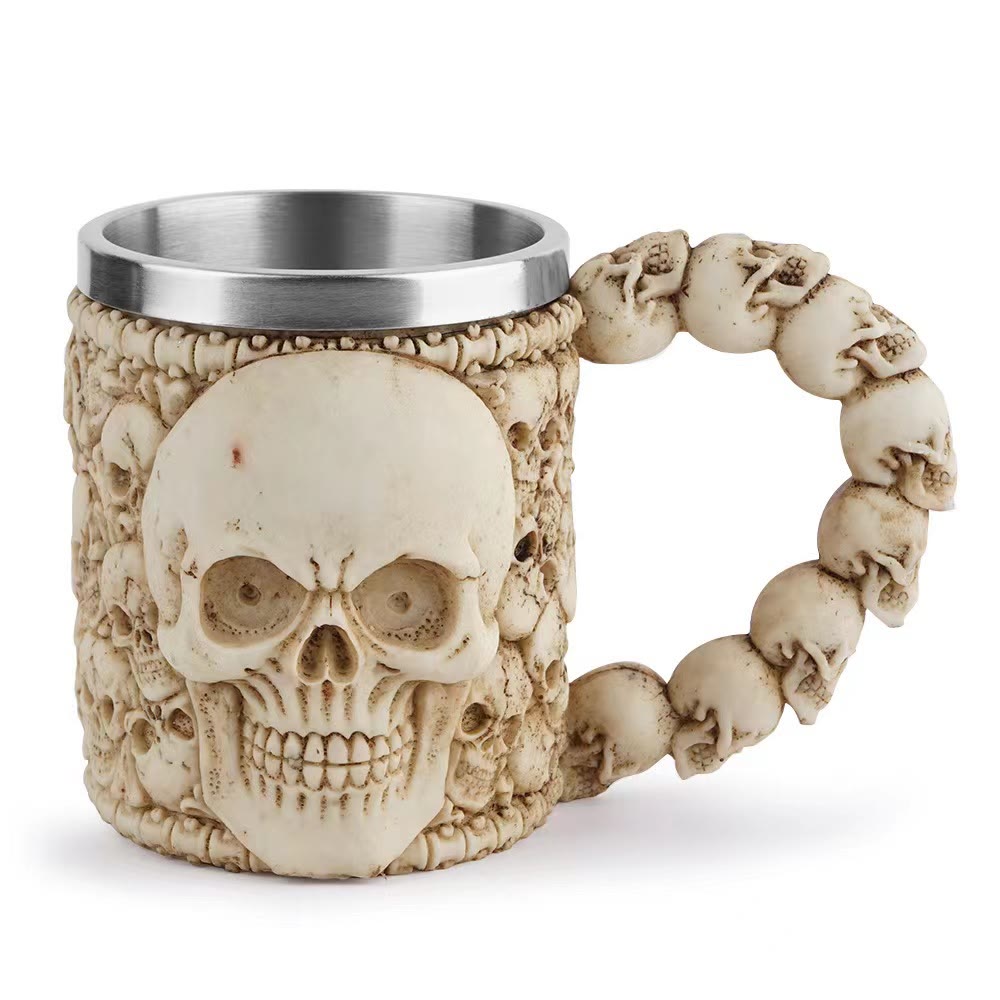 WorldNorse Totenkopf Skelett Wirbelsäule Kelchbecher