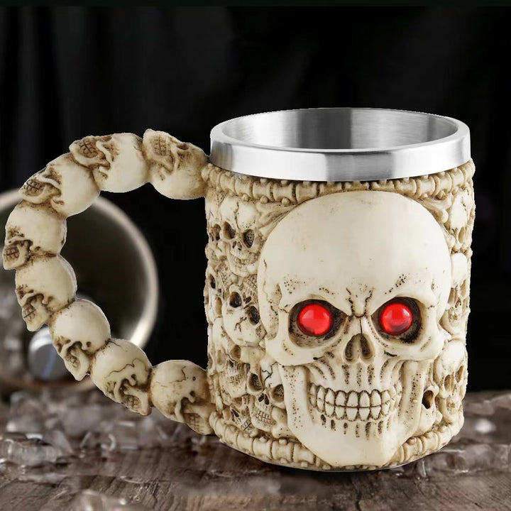 WorldNorse Totenkopf Skelett Wirbelsäule Kelchbecher