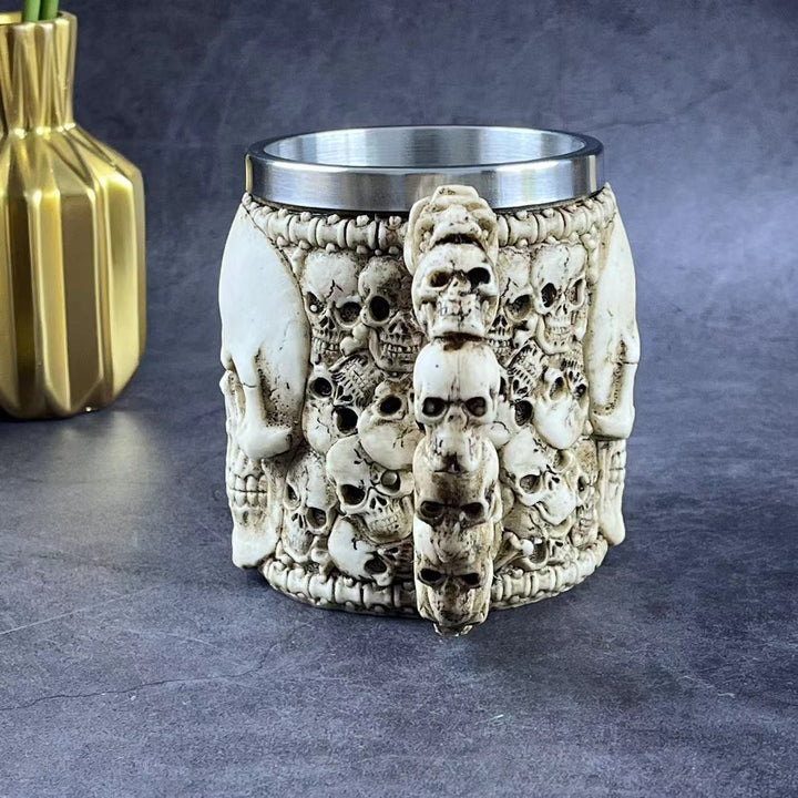 WorldNorse Totenkopf Skelett Wirbelsäule Kelchbecher