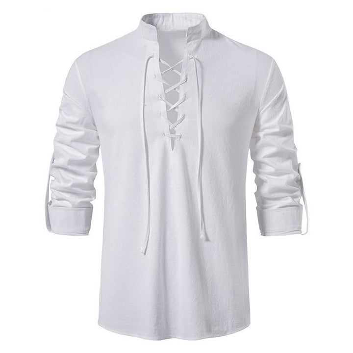 WorldNorse Mittelalterliches Henley-Kostümhemd mit Schnürung - Weiß - 3XL - image 7
