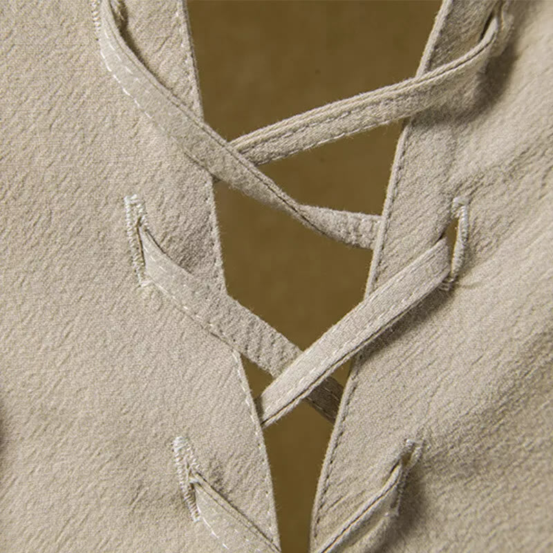 WorldNorse Mittelalterliches Henley-Kostümhemd mit Schnürung