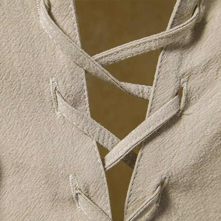 WorldNorse Mittelalterliches Henley-Kostümhemd mit Schnürung
