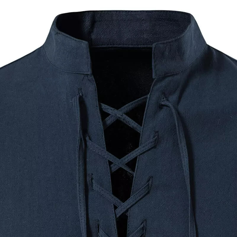 WorldNorse Mittelalterliches Henley-Kostümhemd mit Schnürung