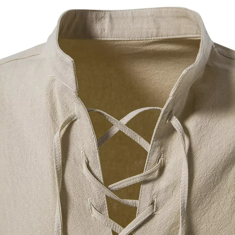 WorldNorse Mittelalterliches Henley-Kostümhemd mit Schnürung - image 3