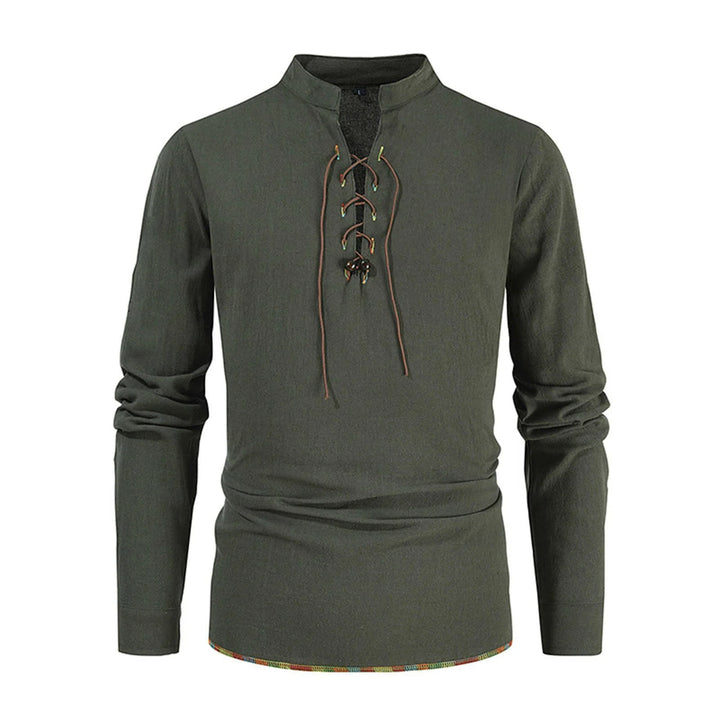 WorldNorse Mittelalterliches Kostümhemd mit farbigen Saumnähten - Grün - 2XL - image 9