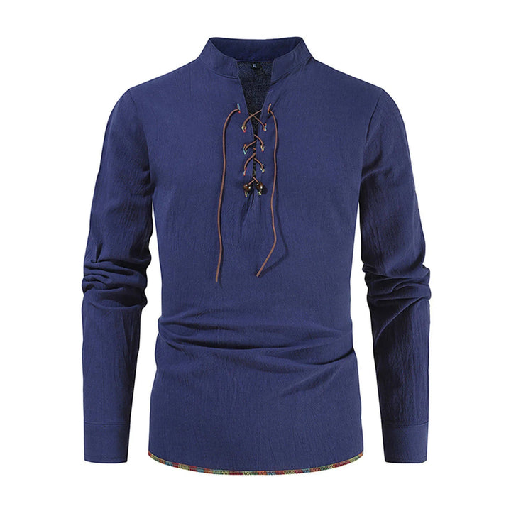 WorldNorse Mittelalterliches Kostümhemd mit farbigen Saumnähten - Marine - 2XL - image 12