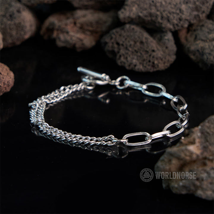 WorldNorse Armband mit zwei Ketten und einer Wortschnalle