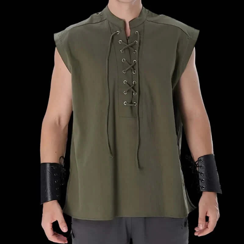 WorldNorse Mittelalterliches ärmelloses Kostümhemd mit Schnürkragen - image 7