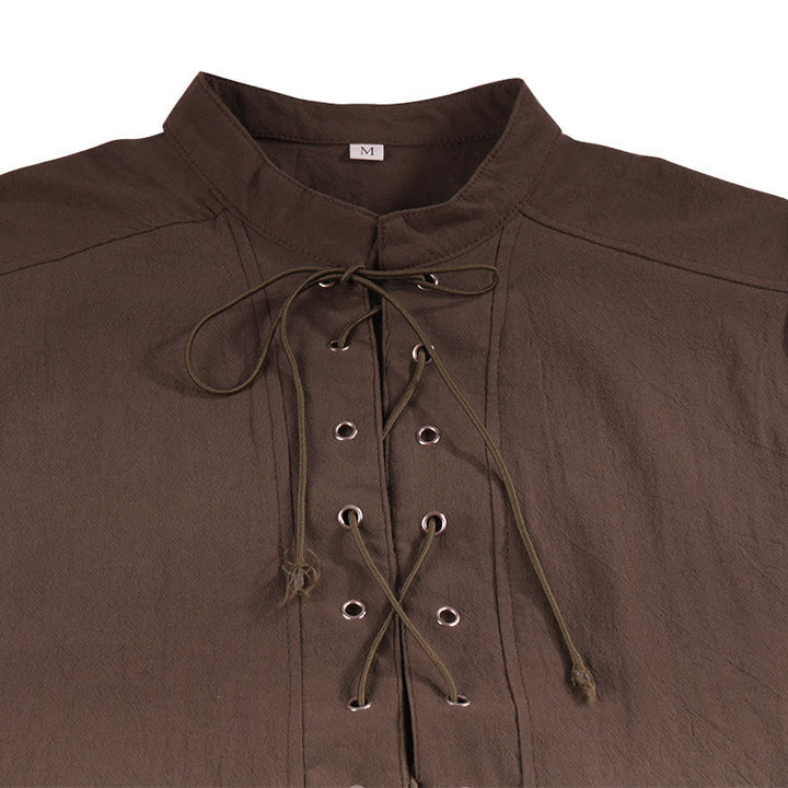 WorldNorse Mittelalterliches ärmelloses Kostümhemd mit Schnürkragen - image 21