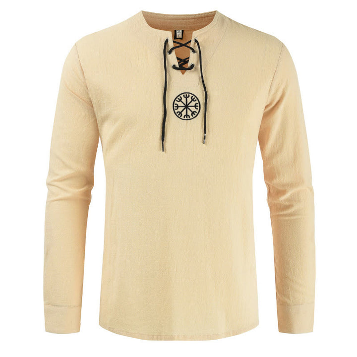 WorldNorse Helm Of Awe Kostümhemd mit Schnürkragen - Khaki - 4XL - image 0