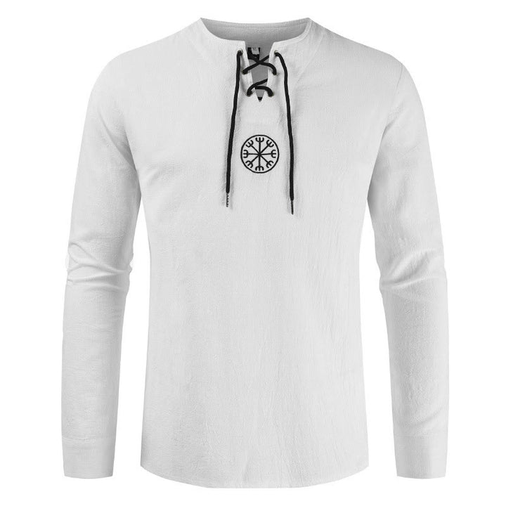 WorldNorse Helm Of Awe Kostümhemd mit Schnürkragen - Weiß - 4XL - image 7