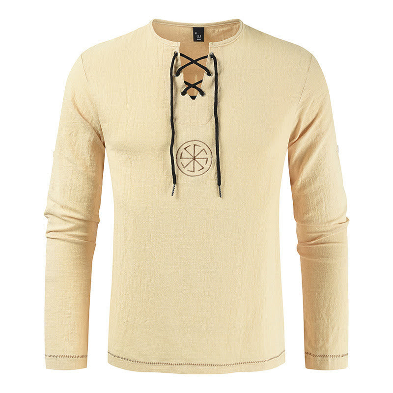 WorldNorse Nordisches Kostümhemd mit Schnürkragen - Khaki - 4XL - image 0