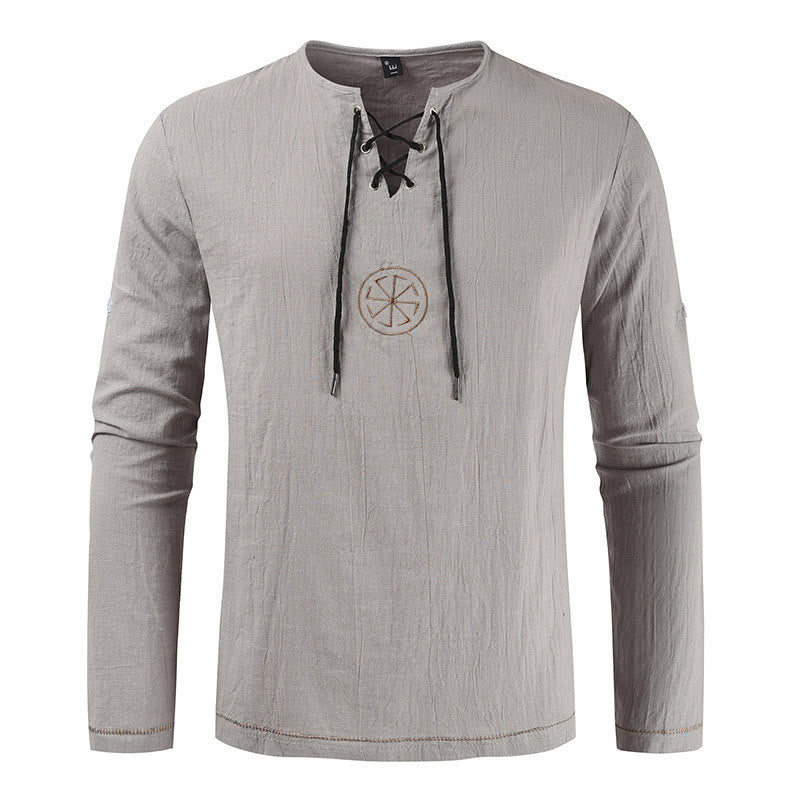 WorldNorse Nordisches Kostümhemd mit Schnürkragen - Grau - 4XL - image 3