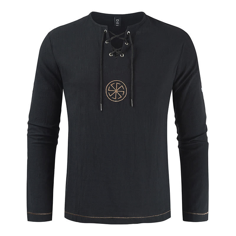 WorldNorse Nordisches Kostümhemd mit Schnürkragen - Schwarz - 4XL - image 8