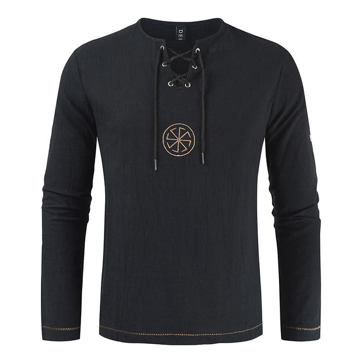 WorldNorse Nordisches Kostümhemd mit Schnürkragen - Schwarz - 4XL - image 8