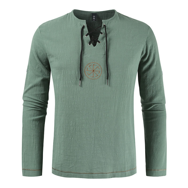 WorldNorse Nordisches Kostümhemd mit Schnürkragen - Grün - 4XL - image 4