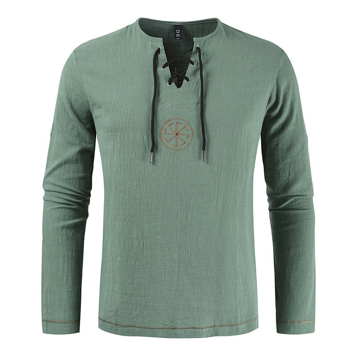 WorldNorse Nordisches Kostümhemd mit Schnürkragen - Grün - 4XL - image 4