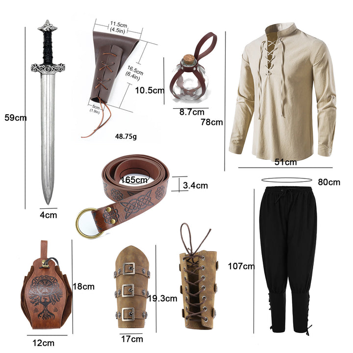 WorldNorse Wikinger Mittelalter Piratenhemd Kostümset