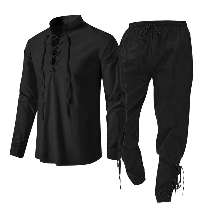 WorldNorse Mittelalterliches Wikinger-Kostümset, 2-teilig - Schwarzes Hemd + schwarze Hose - 3XL - image 7